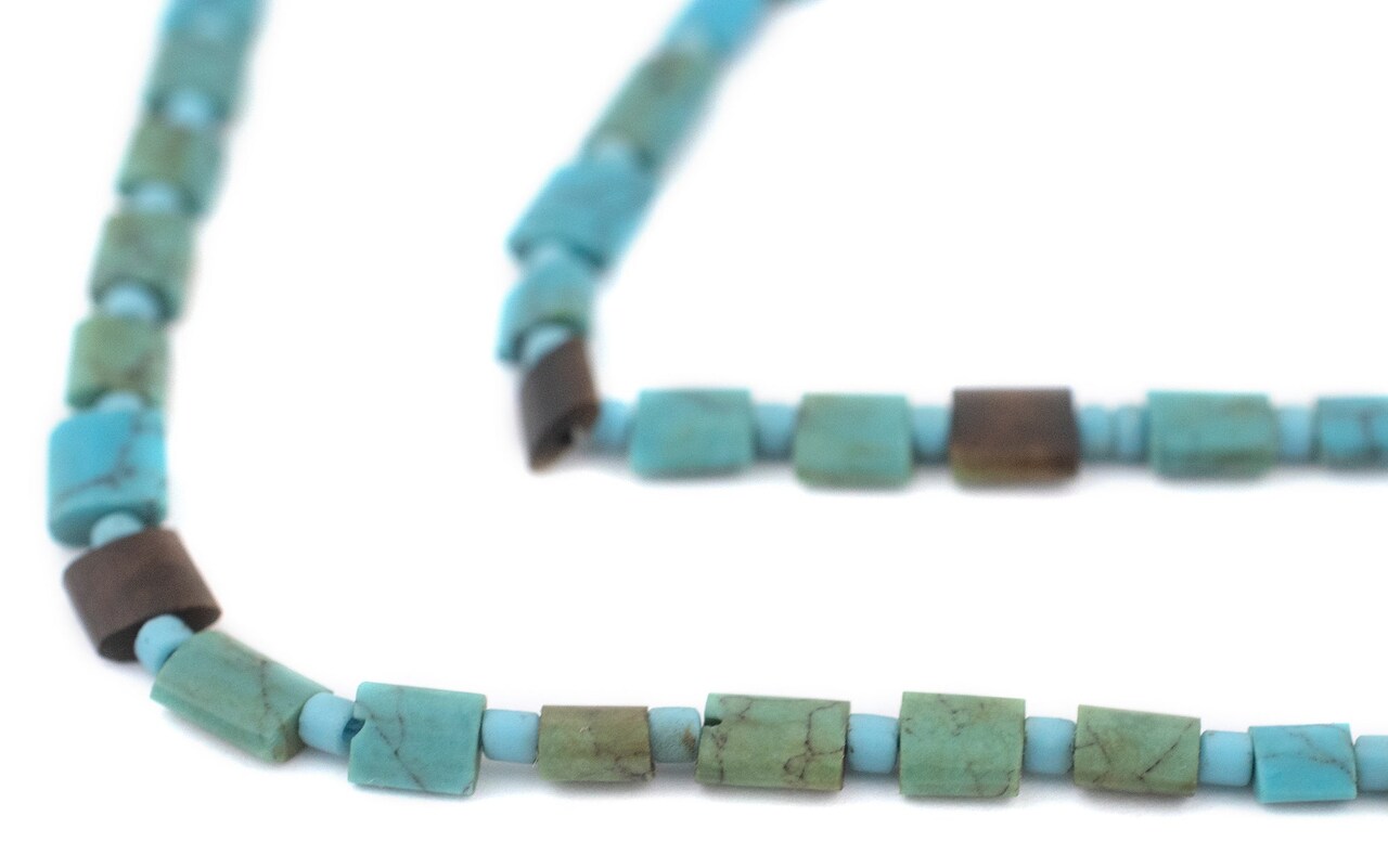 The Bead Chest Flat Turquoise-Style Afghan Stone Beads 5x3mm Afghanistan Blue 16 Inch Strand